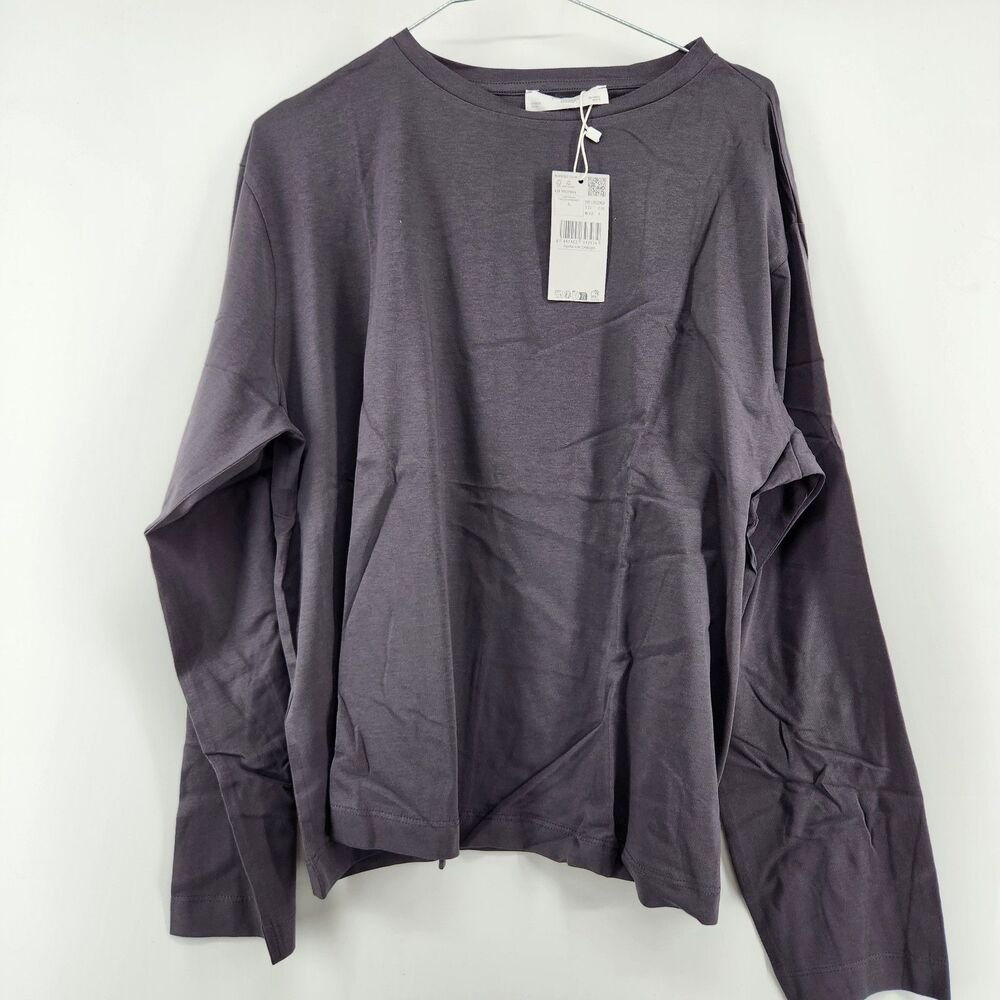 Mango‎ MNG Women's Large Charcoal Black Two Piece Plain Cotton Pajamas NWT